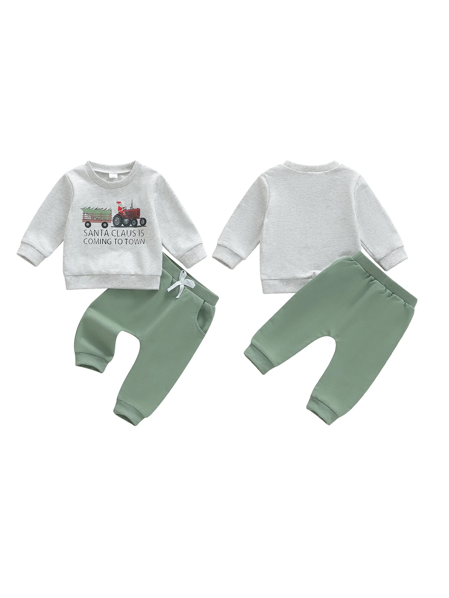 Unisex Infant Christmas 2 Piece Outfit Set Santa Reindeer Print