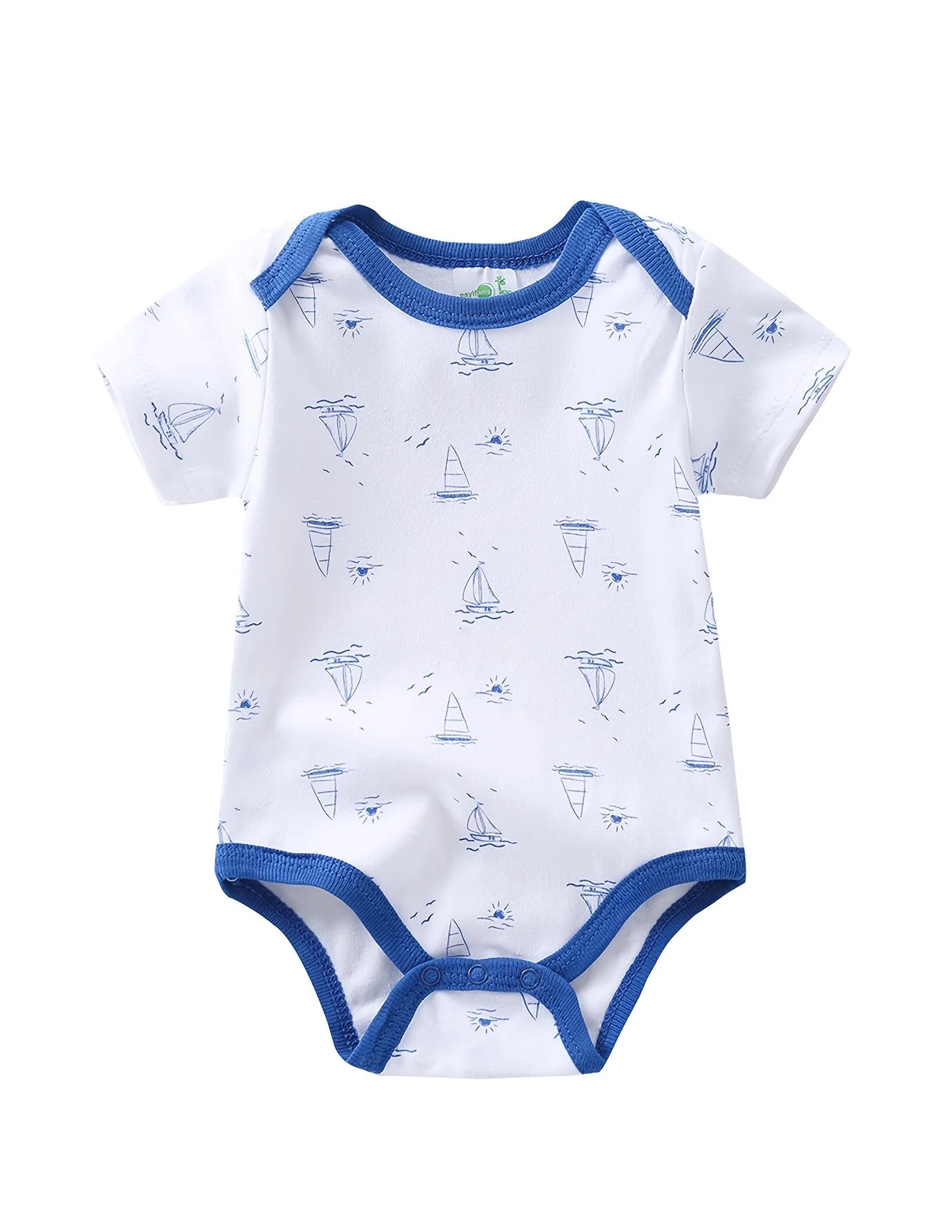 Baby Boy Triangle Rompers 5 Pack With Sailboat Pattern Onesies