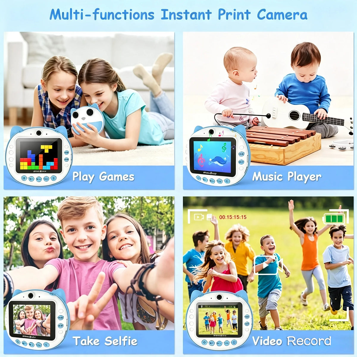 HelloBaby Instant Print Camera For Kids With 1080P Video
