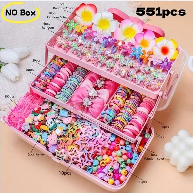 18/546Pcs /1152PCS Bow High Elastic Hair Accessories Set Korean Style Princess Hair Clips, No Hurt Hair Colorful Girls Hair Bands Hair Clips Girls Children No Box