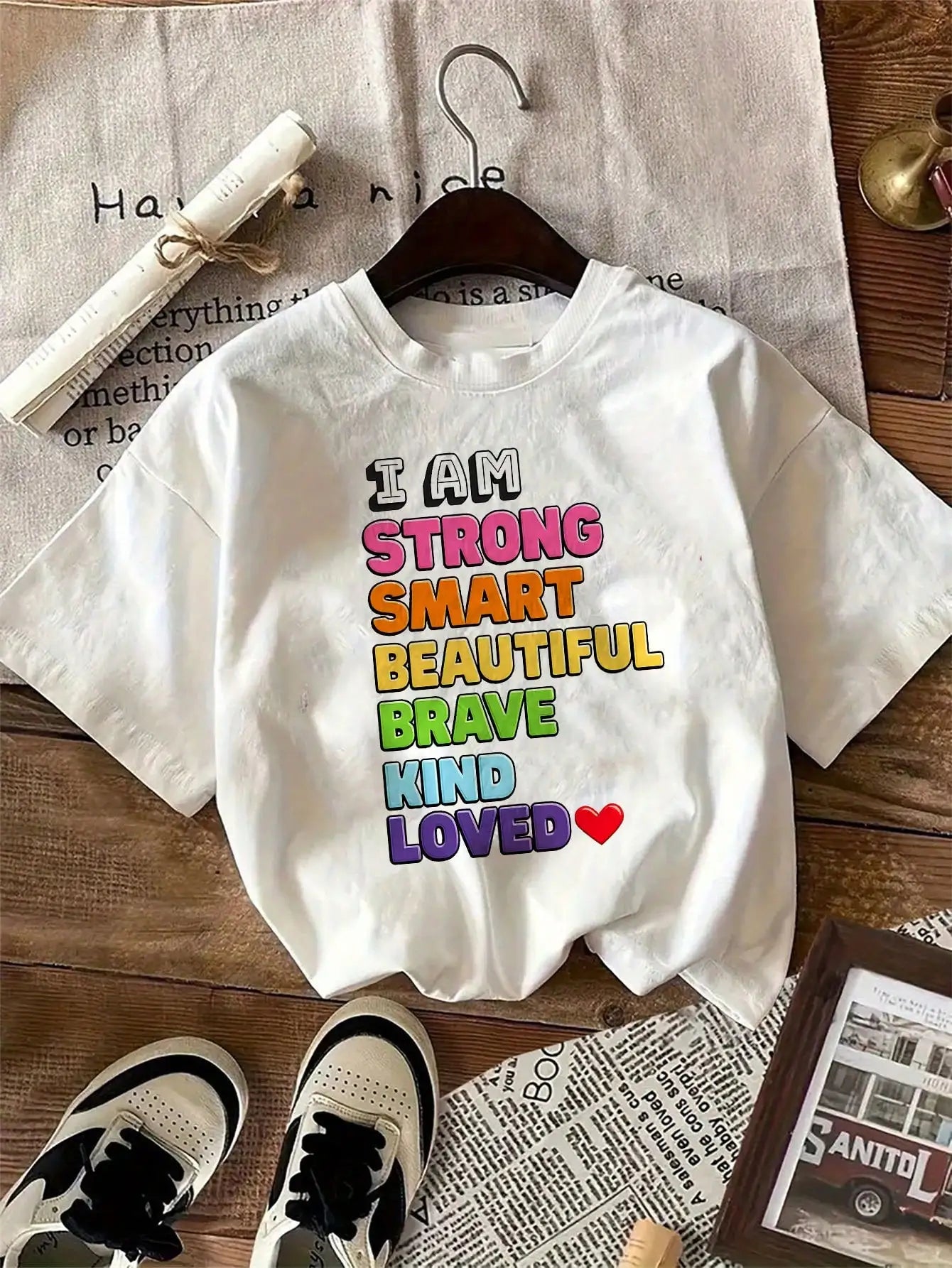 Girls & Teenagers Students Casual Printed Black Crew Neck Short Sleeve T-Shirt Top, Summer