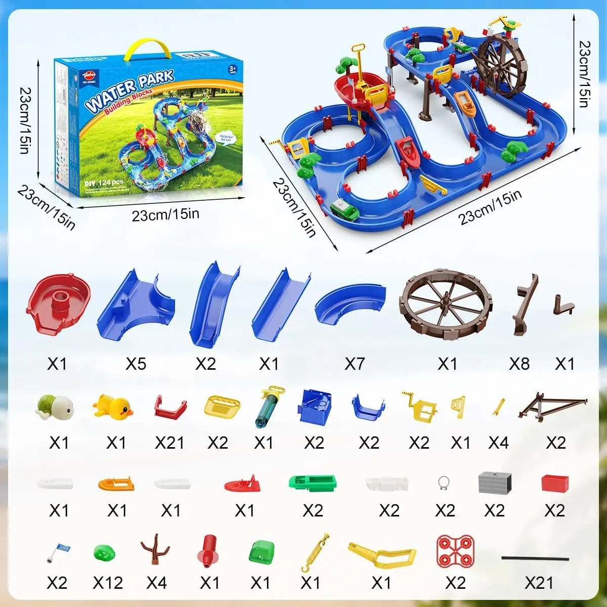 VATOS Outdoor Water Table Playset With Two Tier Waterwheel