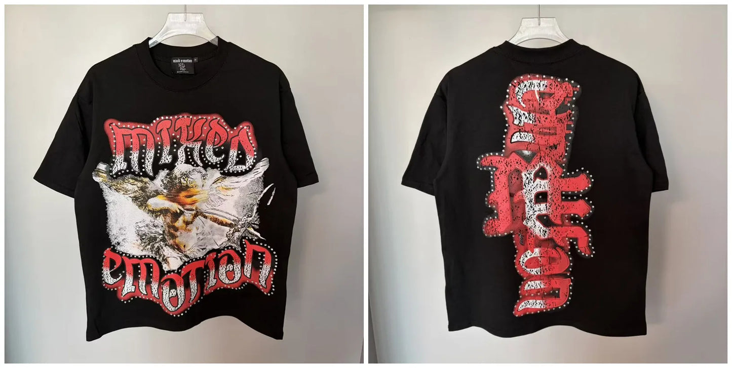 Mixed Emotion Printed Cotton T Shirt For Men Women