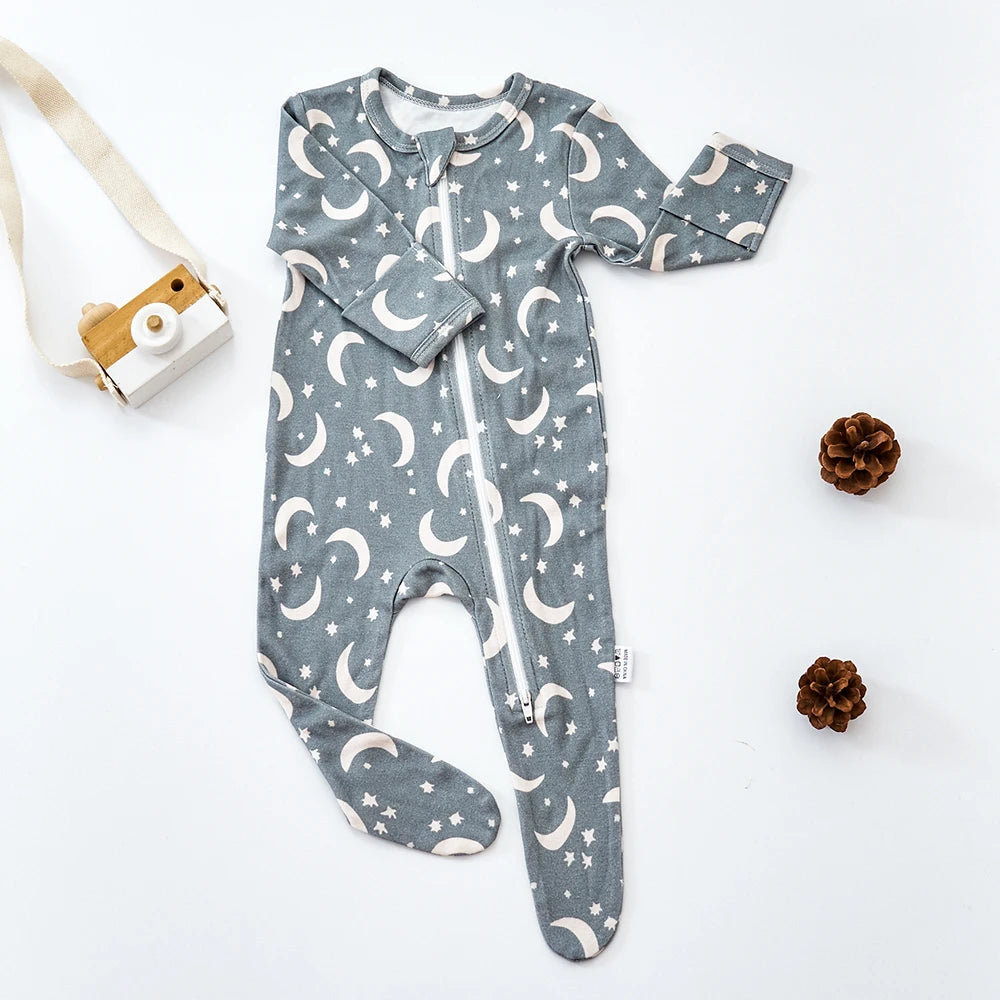 HappyFlute Bamboo Cotton Long Sleeve Footed Baby Romper