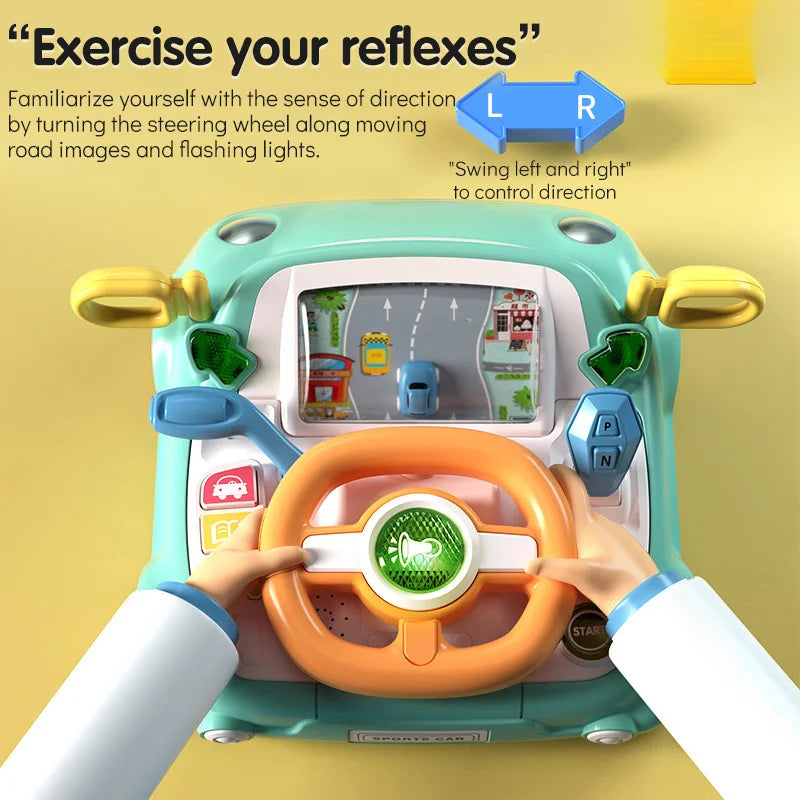 Electric Copilot Steering Wheel Toy For Toddlers, Interactive Car Toy