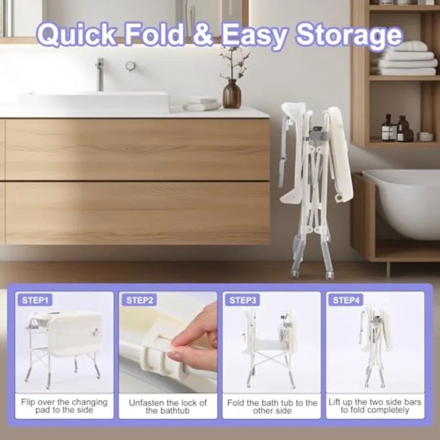2 in 1 Baby Bathing Station With Integrated Storage Rack
