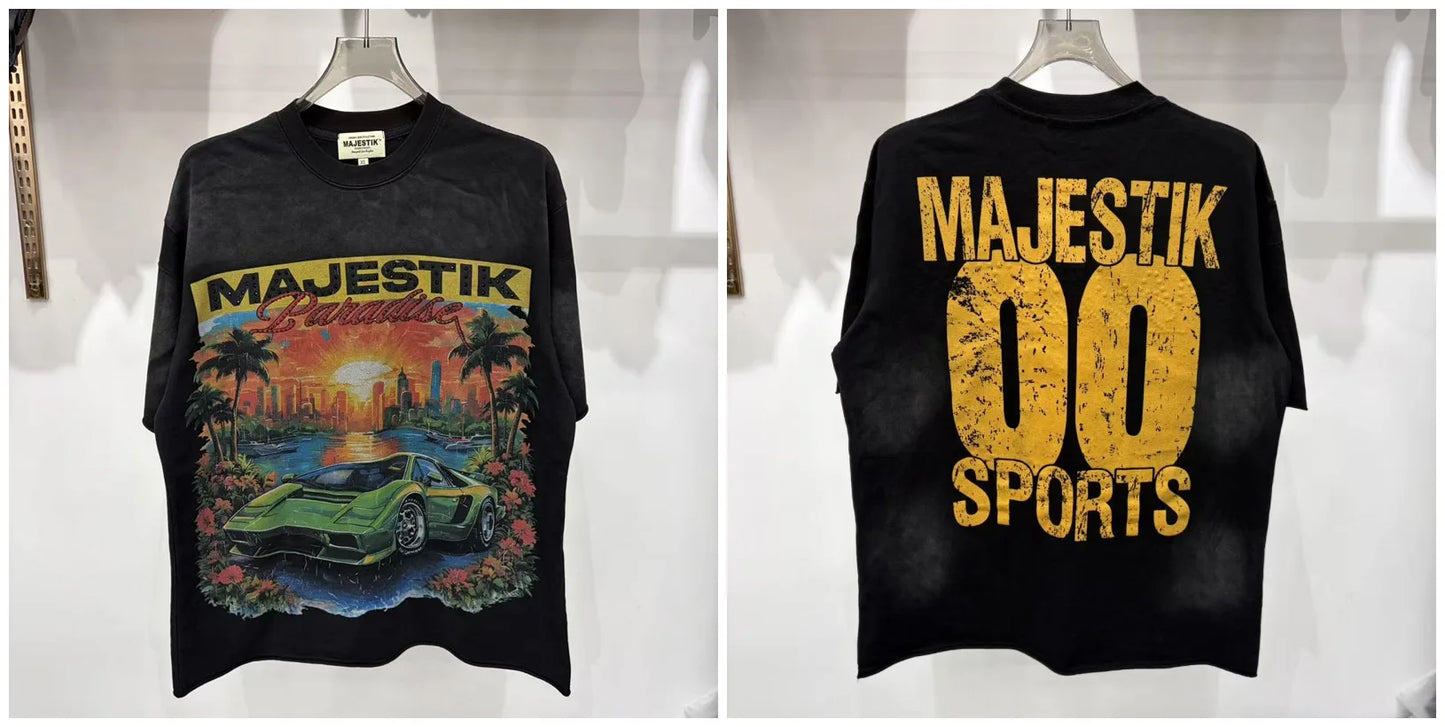 Cotton T Shirt With Letter Rhinestone Print Breathable Hip Hop