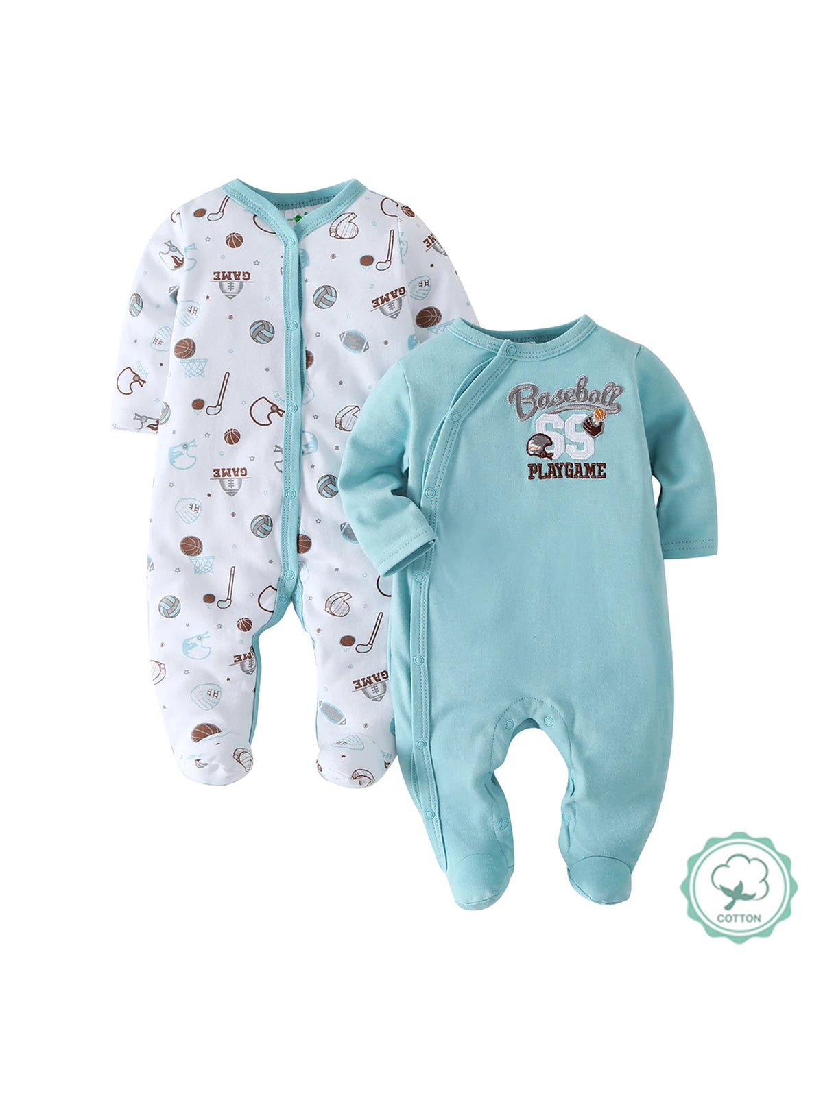 2pcs Zip Footed Rompers for Baby Boys, Dark Bear Pattern Long Sleeve Onesies, Daily Wear Newborn Must-Haves, for Outdoor