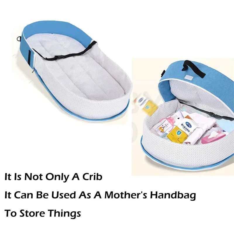 Portable Newborn Baby Bed - Bionic Isolation Travel Crib, Foldable Anti-Stress Bassinet for Baby