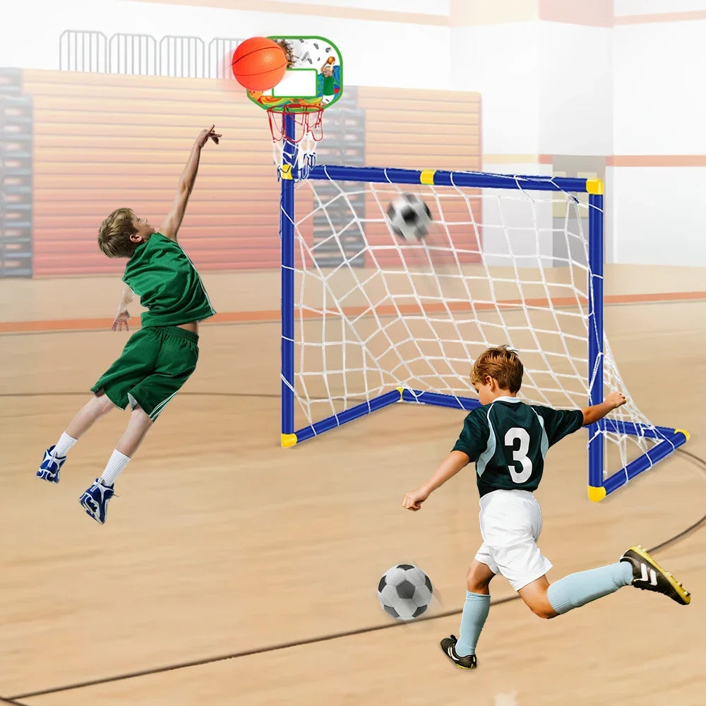 Kmoist 2 In 1 Sports Toy Basketball Stand And Football Goal