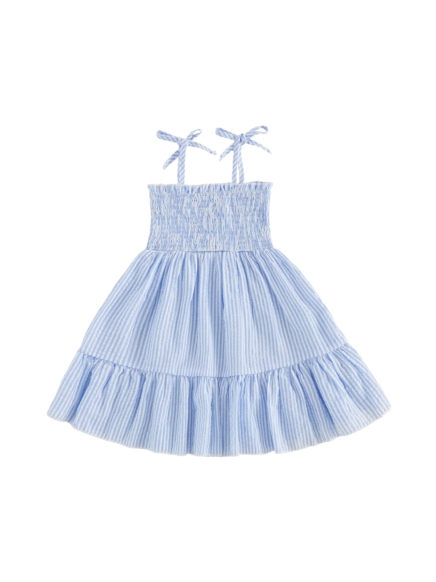 Infant Girls Patriotic Sleeveless Dress With Stars And Stripes Embroidery