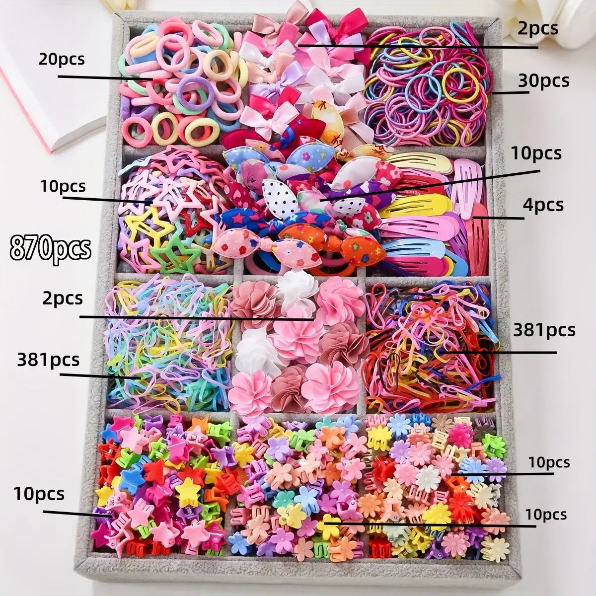 18/546Pcs /1152PCS Bow High Elastic Hair Accessories Set Korean Style Princess Hair Clips, No Hurt Hair Colorful Girls Hair Bands Hair Clips Girls Children No Box