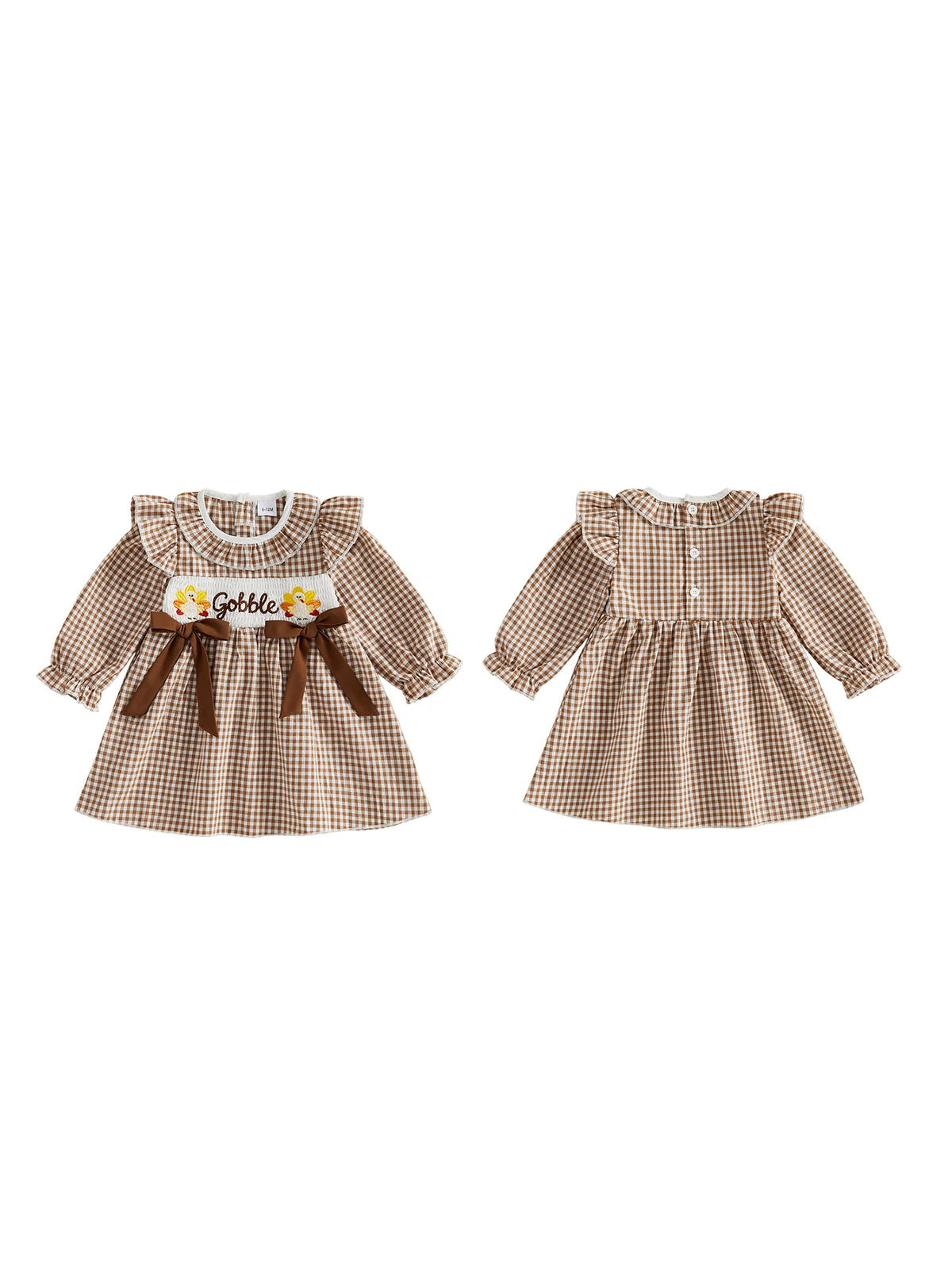 Sleeve Round Neck Round Neck Thanksgiving Dress Cute Thanksgiving-Dress Toddler Cute Long Sleeve Sleeve