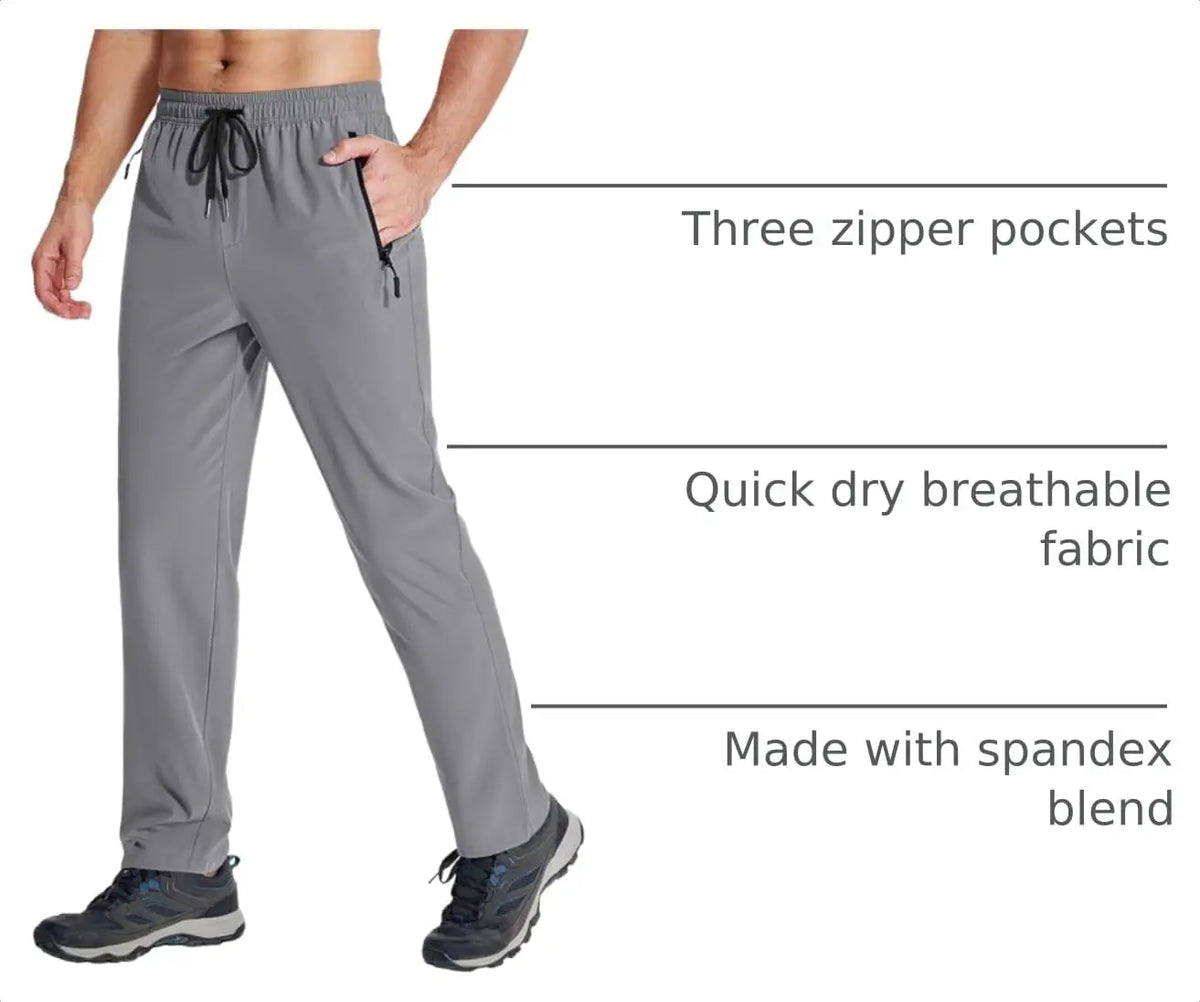 Men's Lightweight Hiking Pants Quick Dry Stretch Joggers with Zipper Pockets for Running Golf Workout Outdoor Travel Casual Wear
