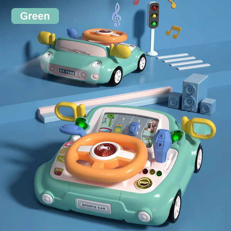 Electric Copilot Steering Wheel Toy For Toddlers, Interactive Car Toy