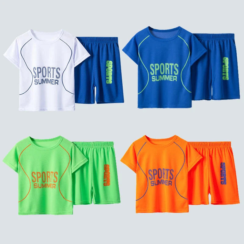 Summer Quick Dry Kids Sports Suit Set Vest And Shorts