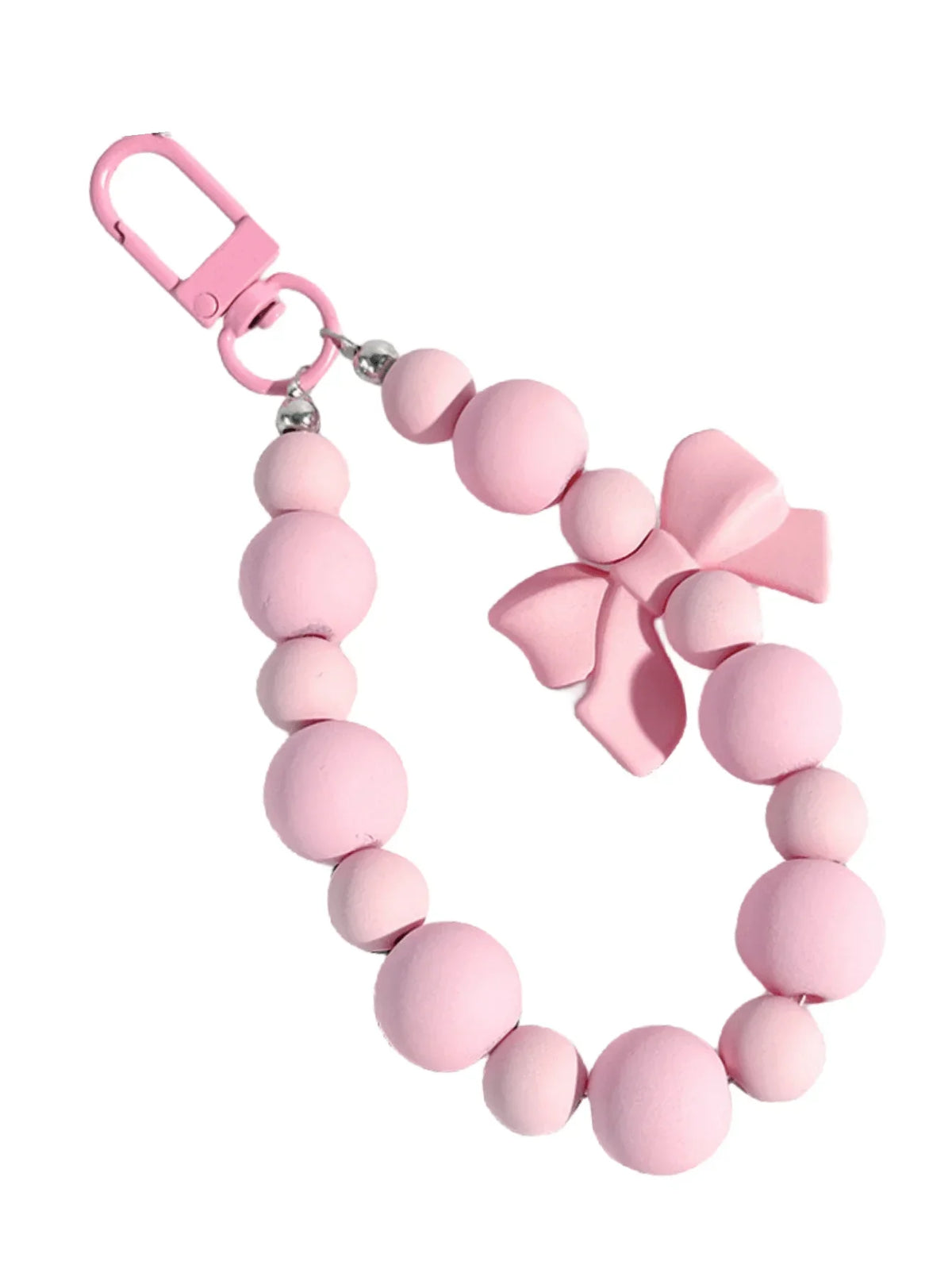 1pc Pink Pearl Bow Keychain Mobile Phone Chain Earphone Case Anti-Lost Strap Car Keychain Beaded Decoration Backpack Pendant Accessory Bag Accessories Gift Gift Accessories Decor For Teen Girls Women College Students Rookies