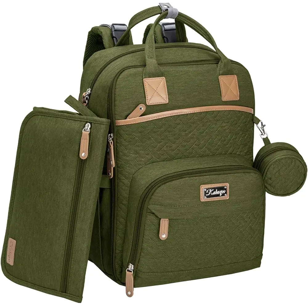 Kabaqoo Waterproof Diaper Bag Mommy Backpack With Changing Mat
