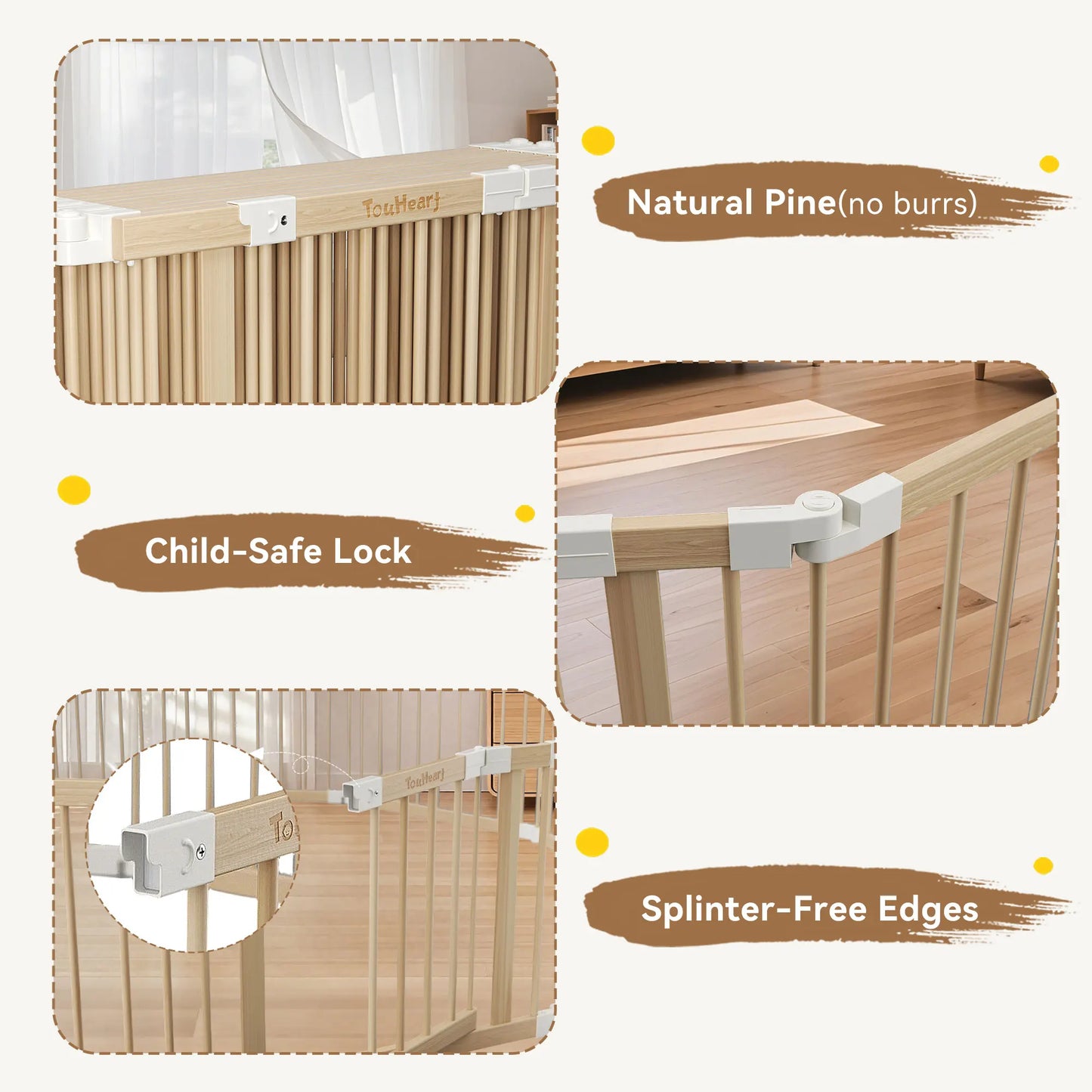 Wooden Baby Playpen Foldable Safe Play Fence With Gate