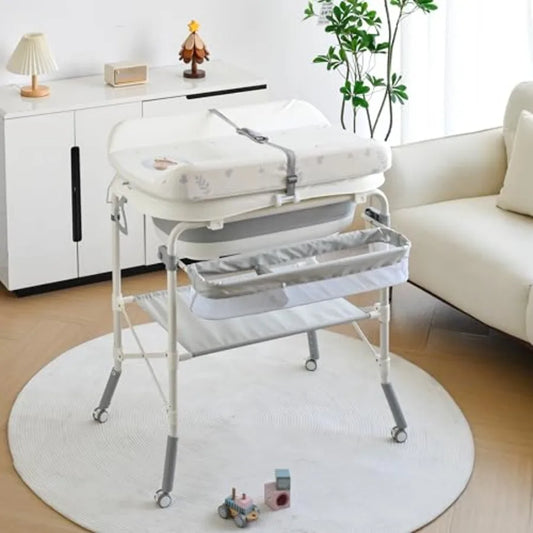 2 in 1 Baby Bathing Station With Integrated Storage Rack