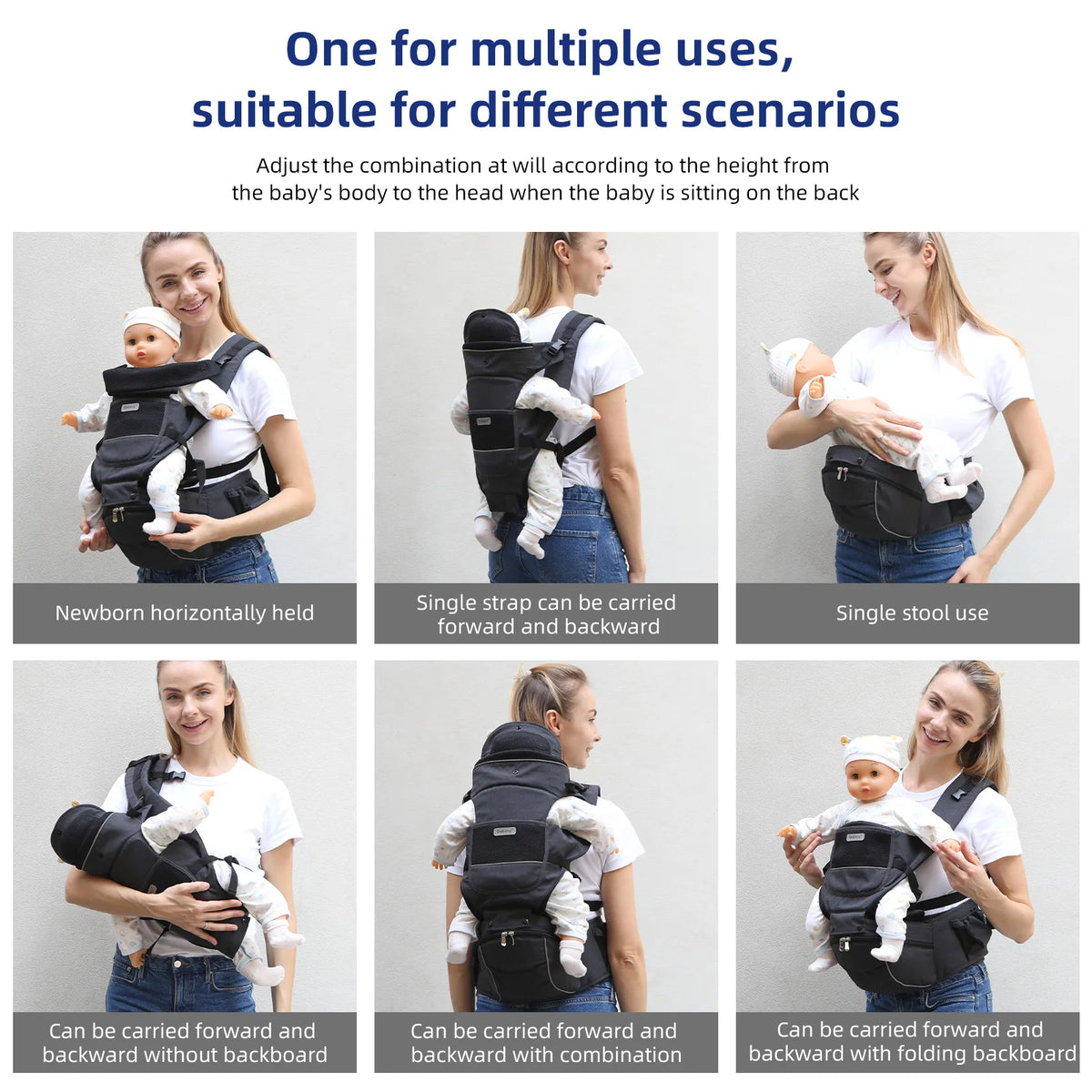 Ergonomic Baby Growth Carrier With Removable Plate And Safety Strips