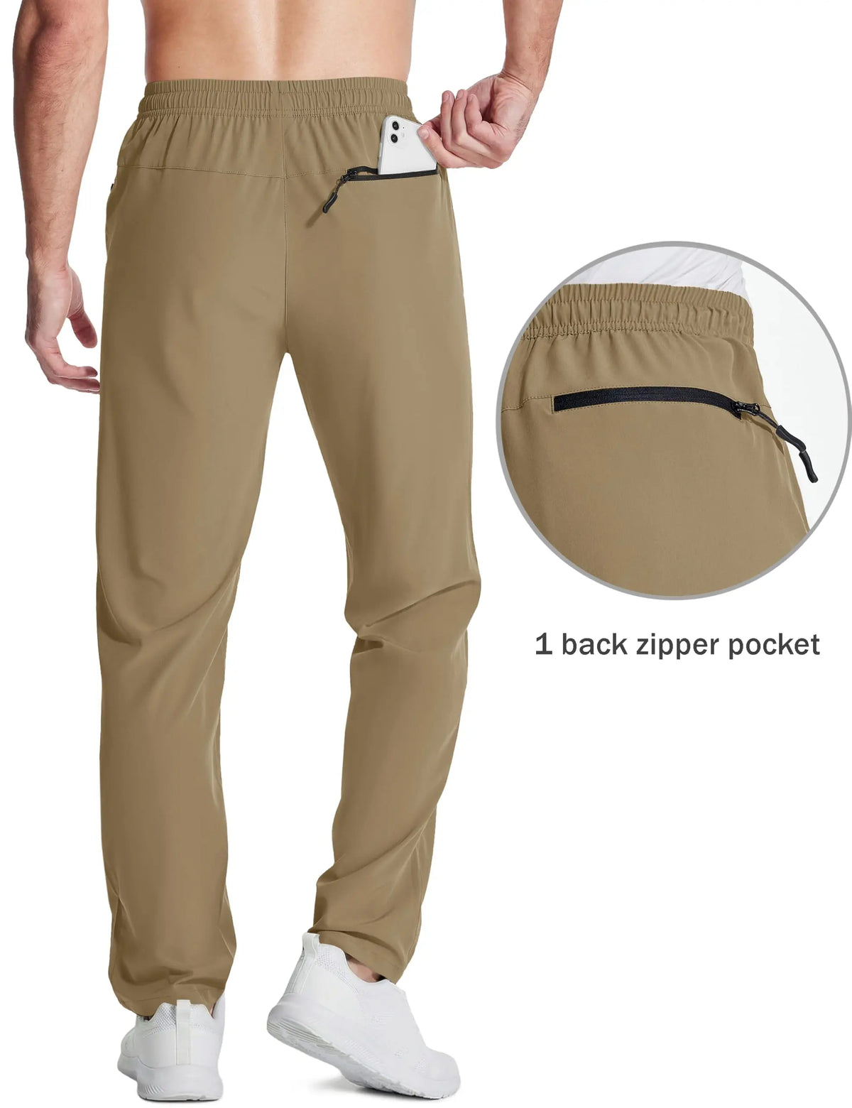 Men's Lightweight Hiking Pants Quick Dry Stretch Joggers with Zipper Pockets for Running Golf Workout Outdoor Travel Casual Wear