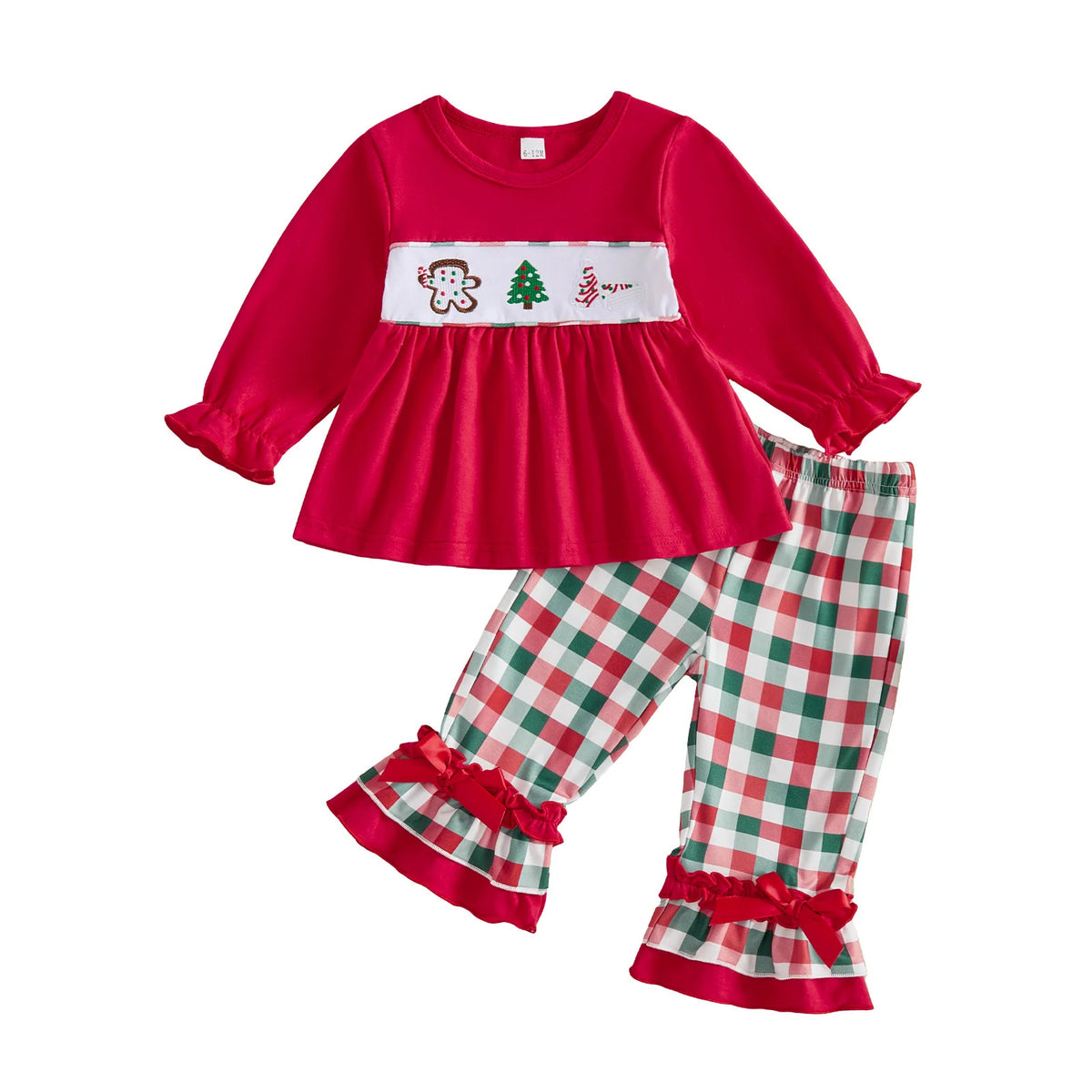 Toddler Baby Outfit Pants Christmas-Outfit Long Long Sleeve Christmas Plaid Lightweight Toddler Baby Outfit