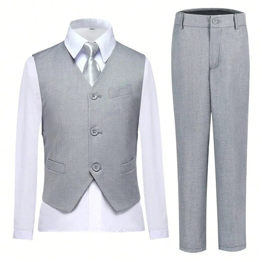 Boys Formalwear 2-Piece Suit Set With Vest And Pants