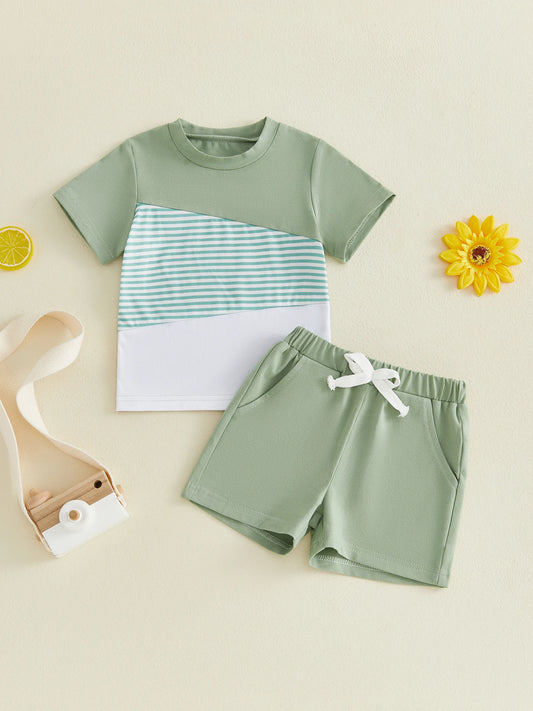 Infant Boy Summer Outfit Set With Short Sleeve Shirt Shorts