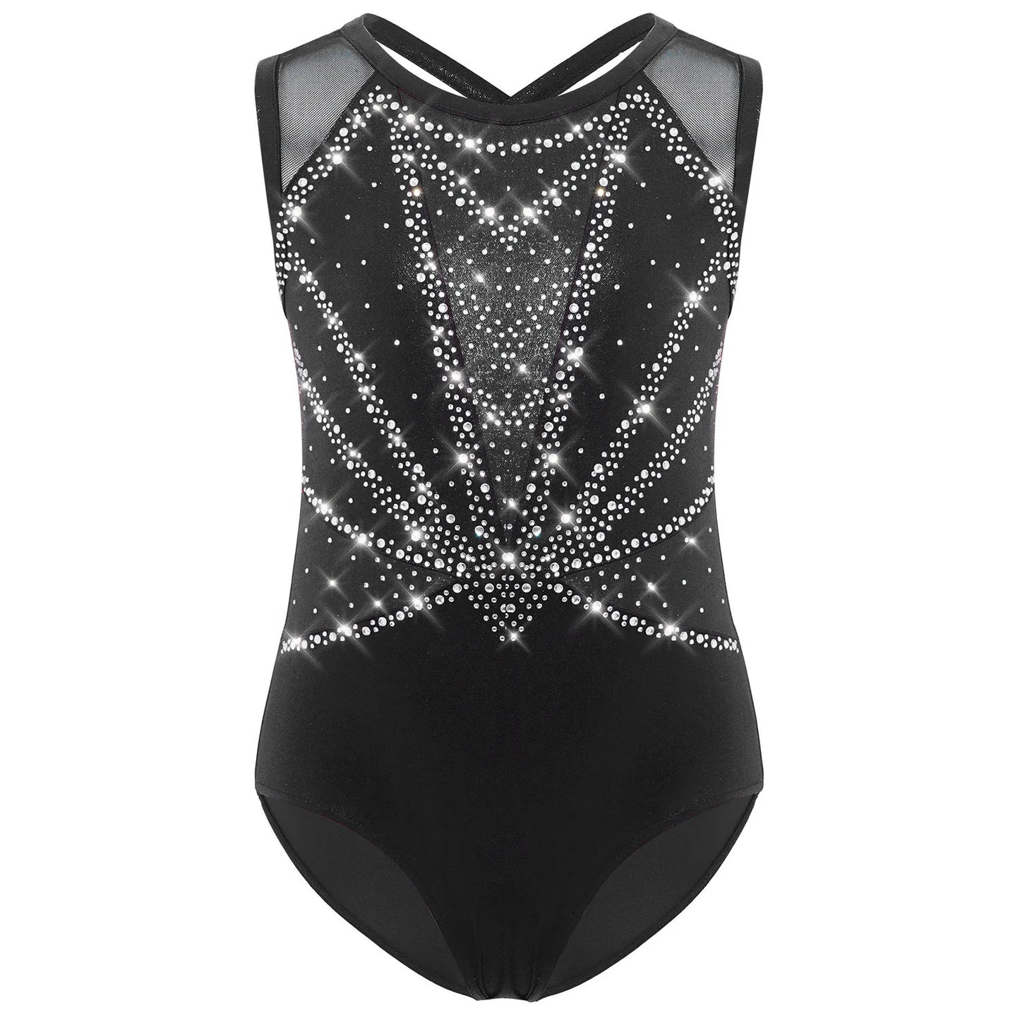 iEFiEL Kids Ballet Leotard Rhinestones Crisscross Back