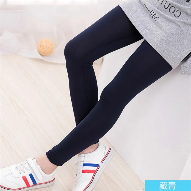3-11Years Old Children Candy Color Spring And Autumn Leggings Tight Pencil Pants Girls Solid Color Pants