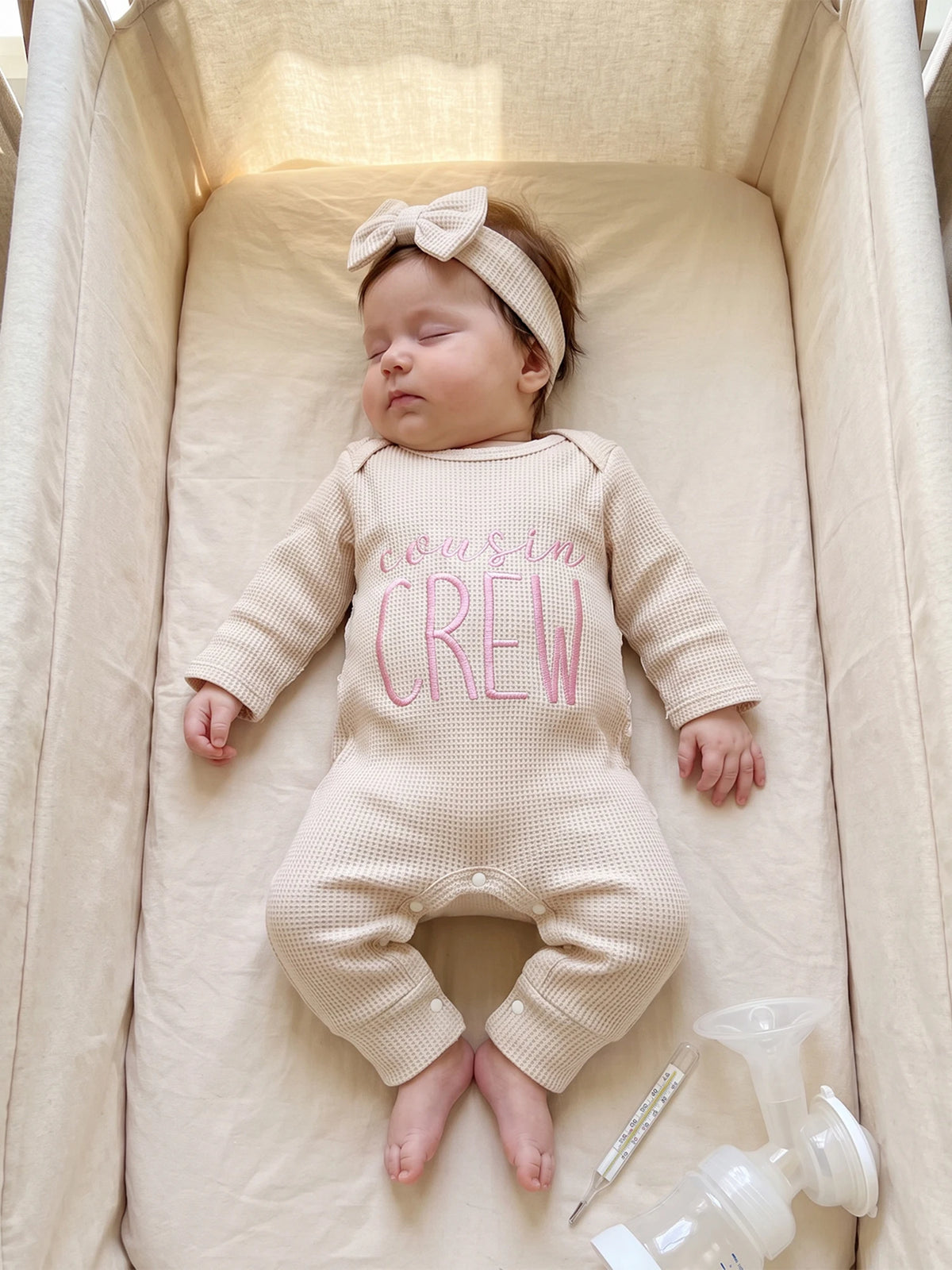 Premium Baby Girls Long Sleeve Romper Set With Bow Headband
