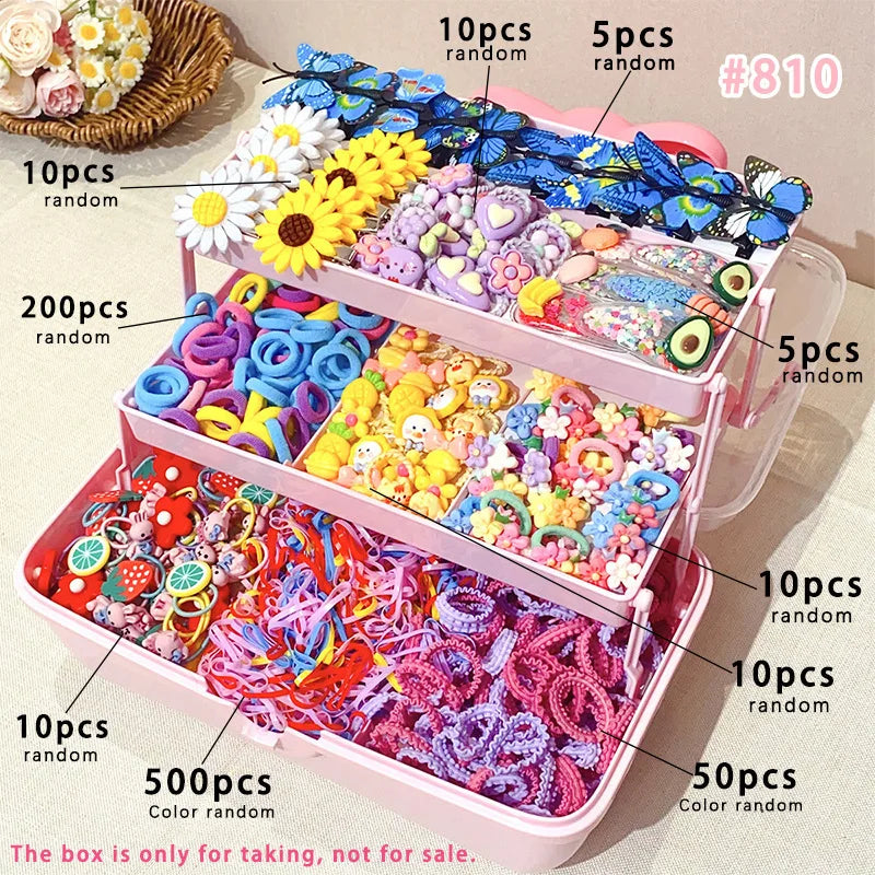 18/546Pcs /1152PCS Bow High Elastic Hair Accessories Set Korean Style Princess Hair Clips, No Hurt Hair Colorful Girls Hair Bands Hair Clips Girls Children No Box