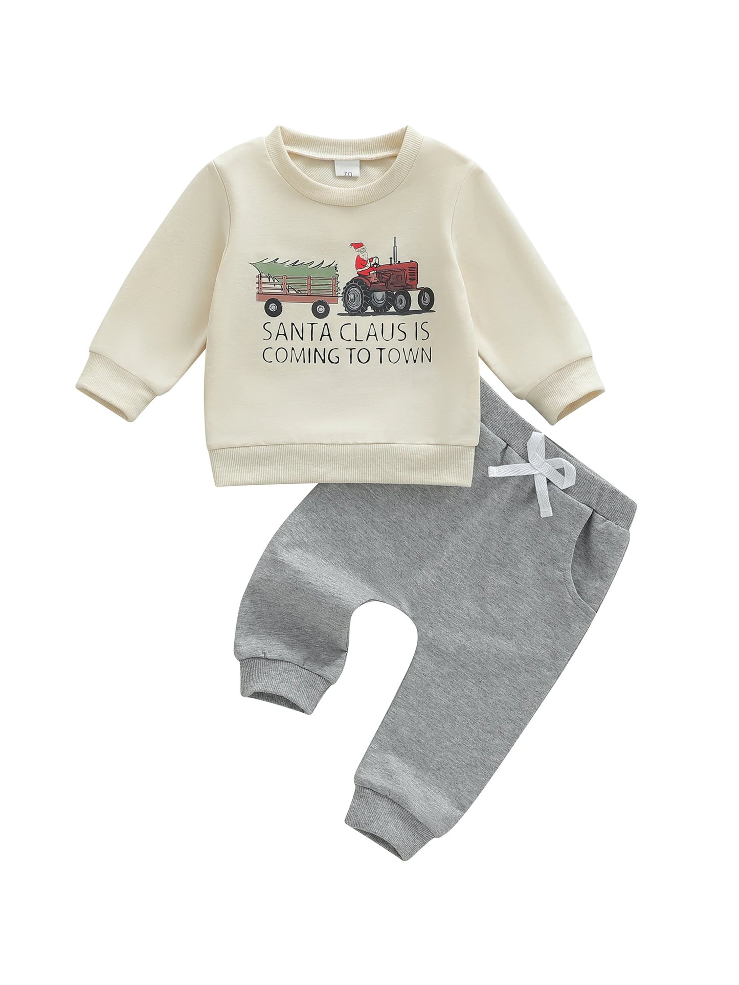 Unisex Infant Christmas 2 Piece Outfit Set Santa Reindeer Print