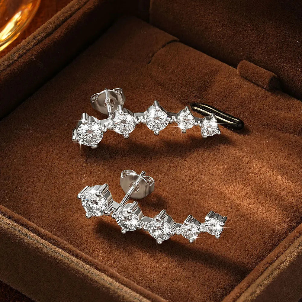 OXTAO Sparkling Moissanite Crawler Stud Earrings D VVS1 for Women Girl 14K Gold Filled Lab Imitation Diamond 2.4ct Earrings Jewelry Accessories Valentine Anniversary Day Birthday Gifts