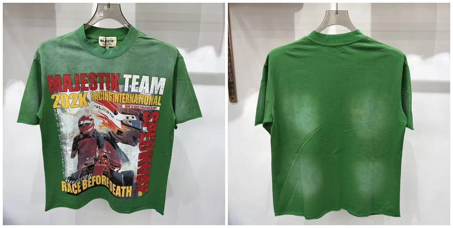 Cotton T Shirt With Letter Rhinestone Print Breathable Hip Hop