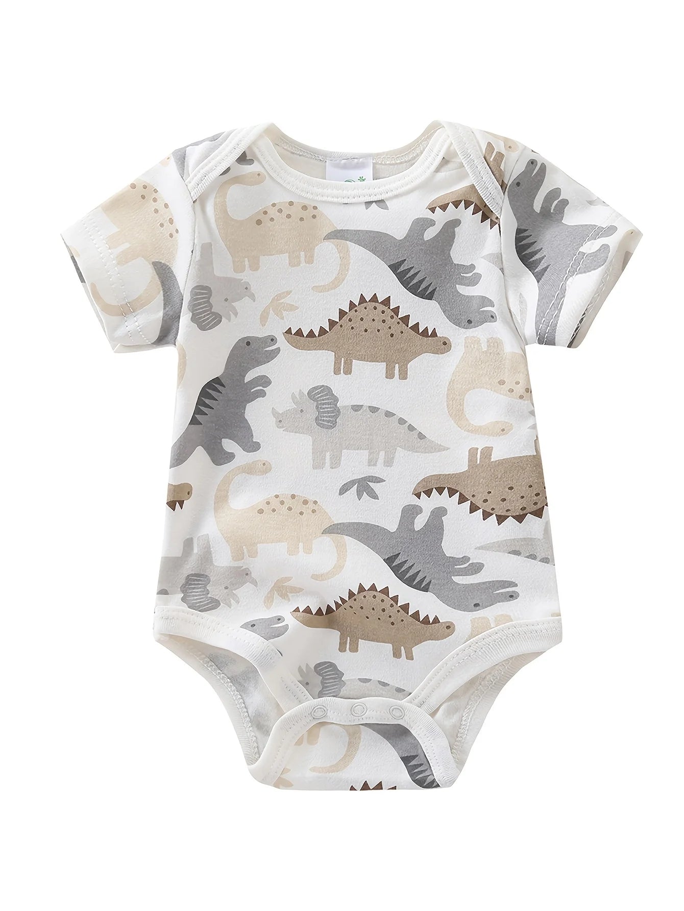 Newborn Baby Boy Short Sleeve Cotton Bodysuits Dinosaur Cartoon Set