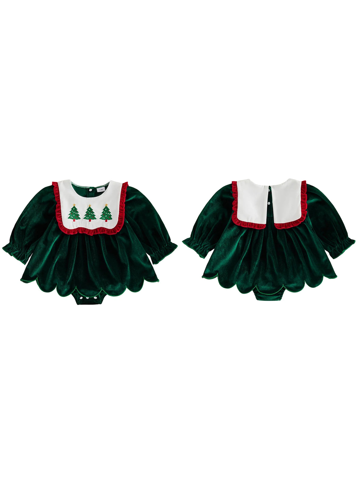 Baby Girl Christmas Long Sleeve V Neck Bodysuit Romper