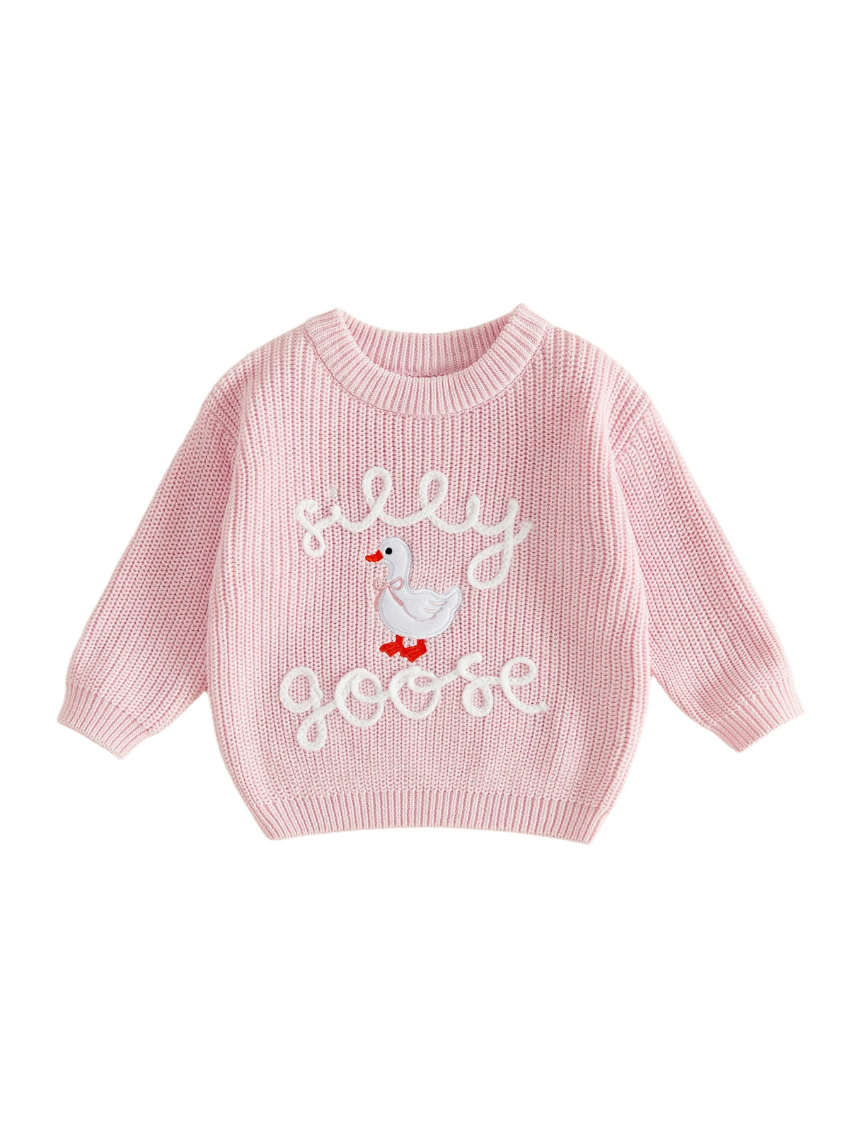 Sweater Embroidery Knit Pullover Knit Pullover Fall Knit Pullover Tops Embroidery Long-Sleeve Baby Baby Girl Fall