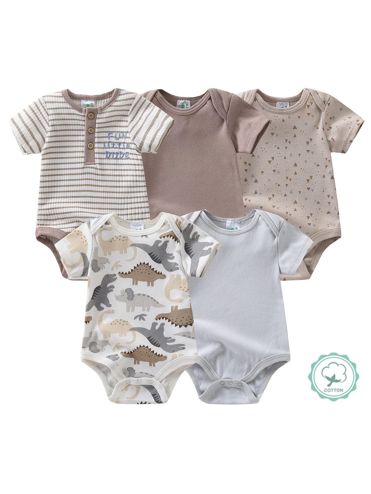 Newborn Baby Boy Cotton Bodysuits And Dinosaur Cartoon Rompers Set