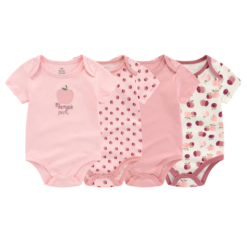 Kiddiezoom Cartoon 4-Piece Summer Baby Jumpsuit Set