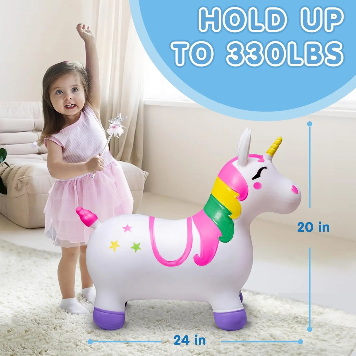 Joyfy Kids Bouncy Unicorn Hopper Toy For Birthday Gifts