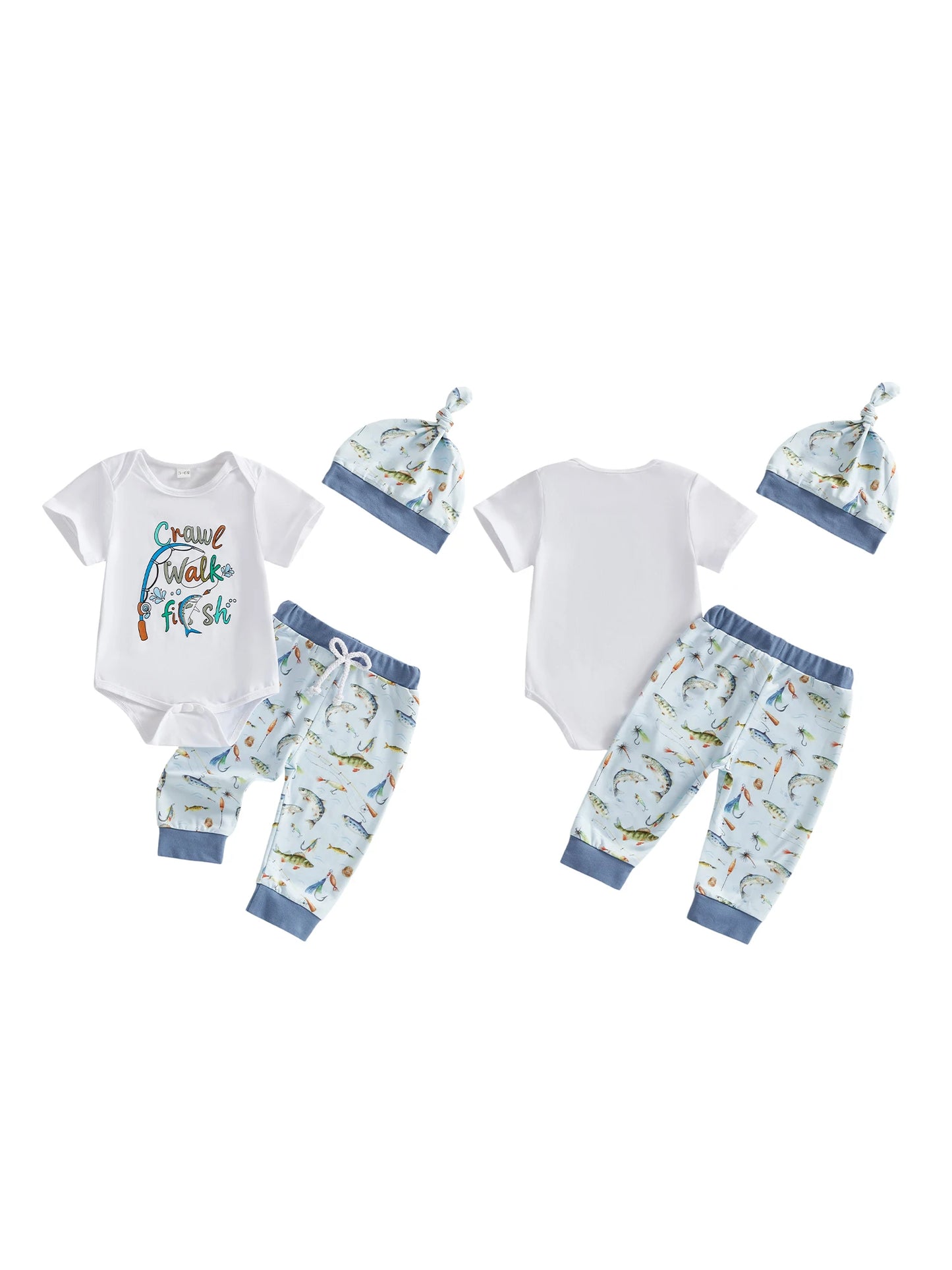 Newborn Dinosaur Print 3-Piece Romper Set Cap Shorts
