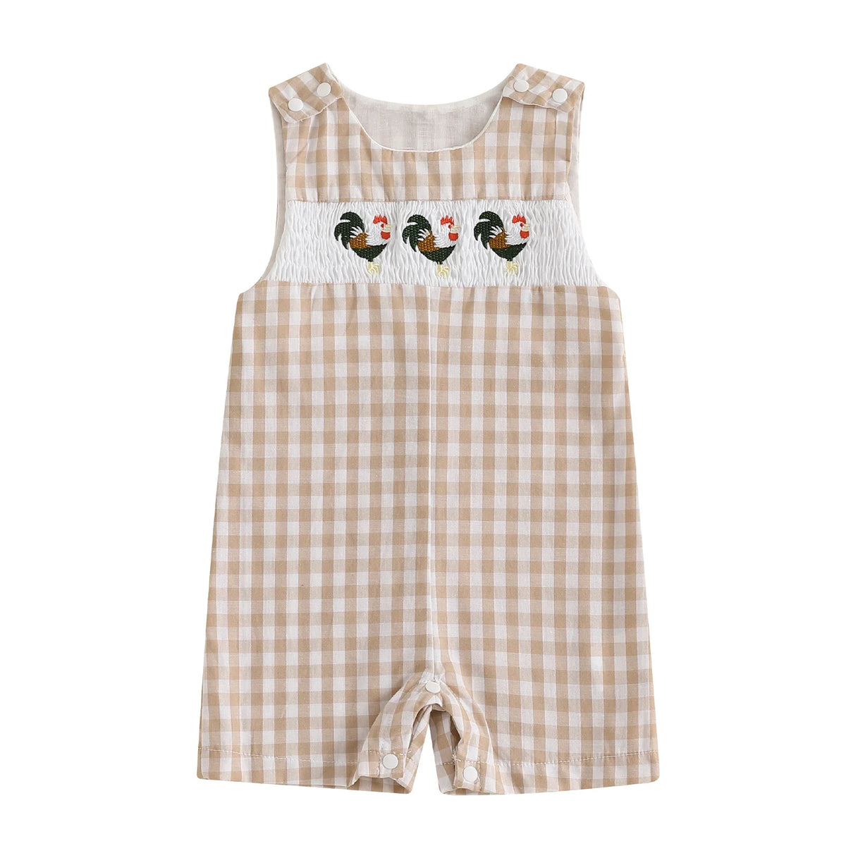 Cotton Embroidered Baby Romper With Button Up Collar