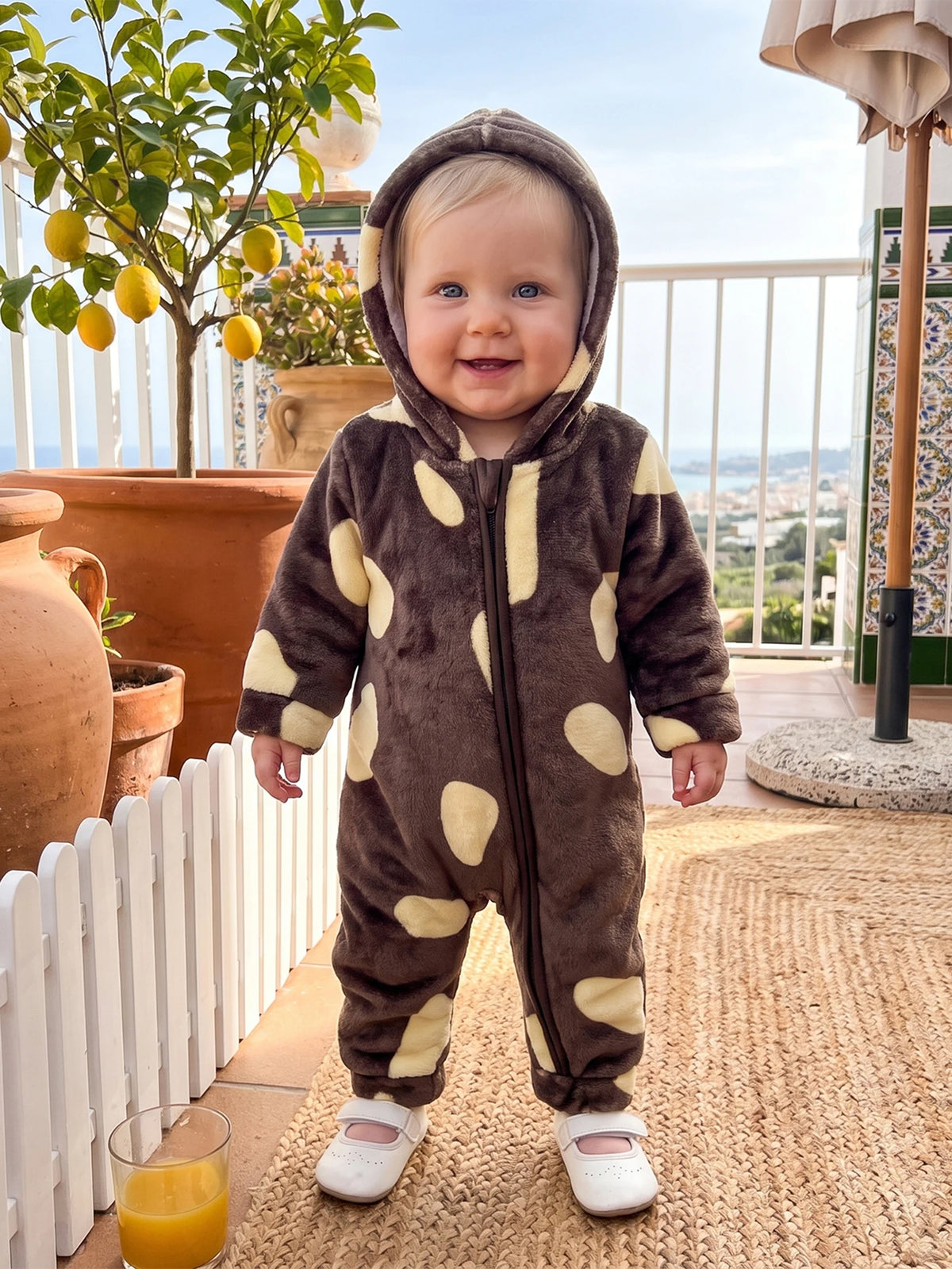 Warm With Sleeve With Hood Jumpsuit With Hood Romper Fleece Winter-Romper Compact Baby Fleece Jumpsuit