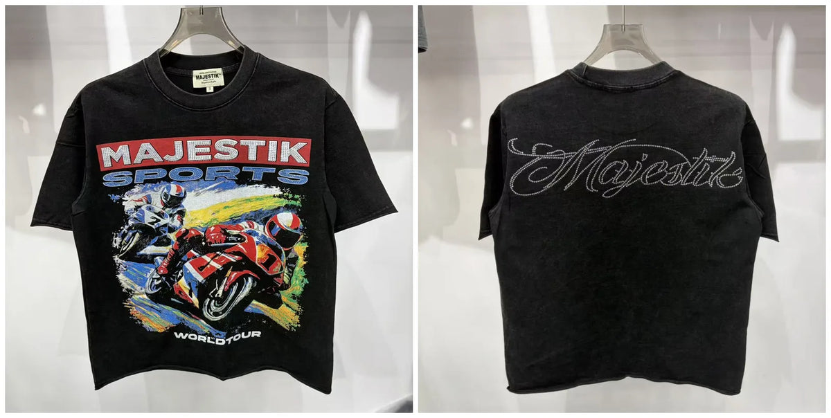 Cotton T Shirt With Letter Rhinestone Print Breathable Hip Hop