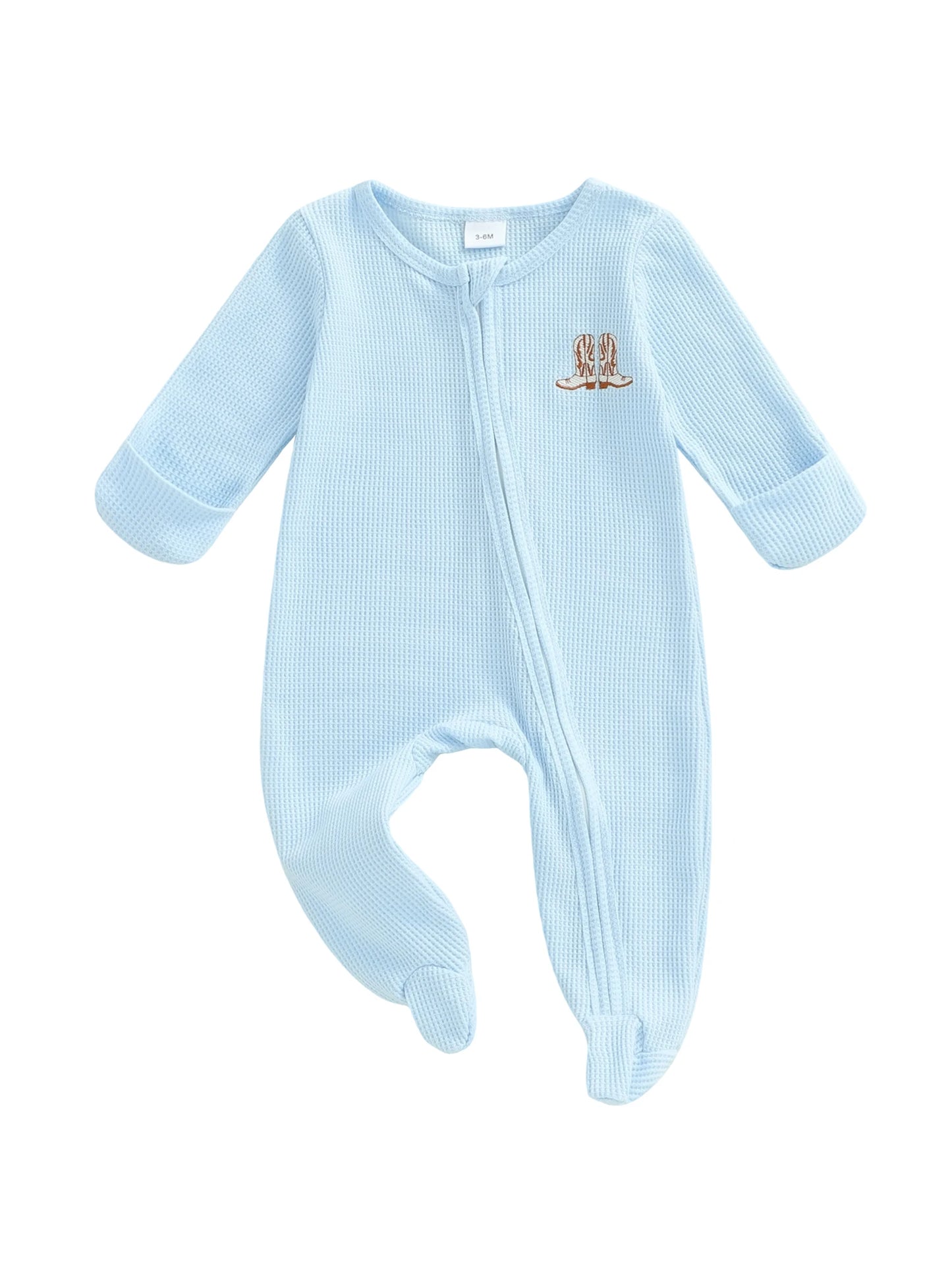 Infant Unisex Hooded Animal Ears Zipper Closure Fleece Footed Pajamas