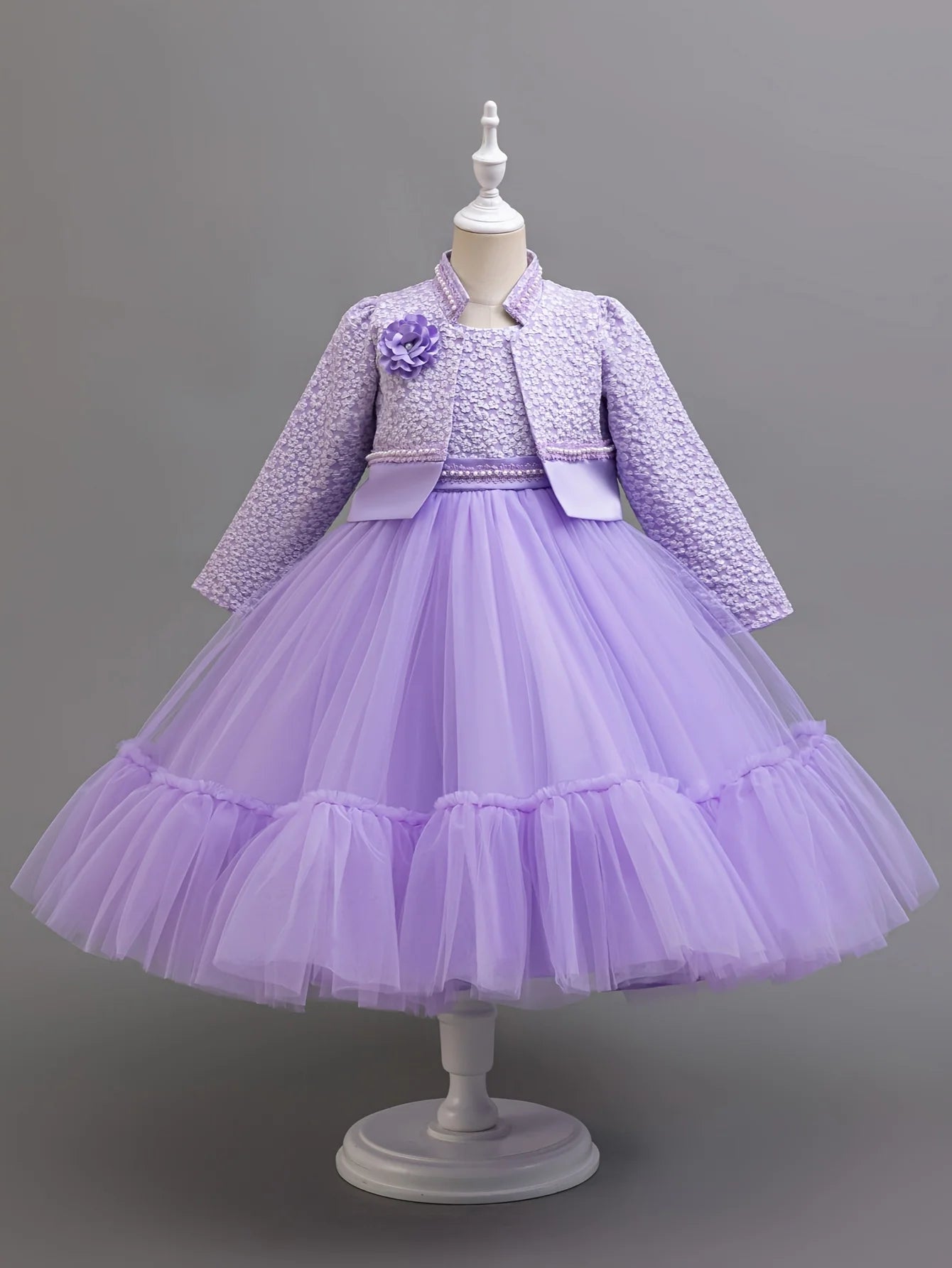 Girls Dress Set Lotus Lace Princess Outfits For Spring Autumn