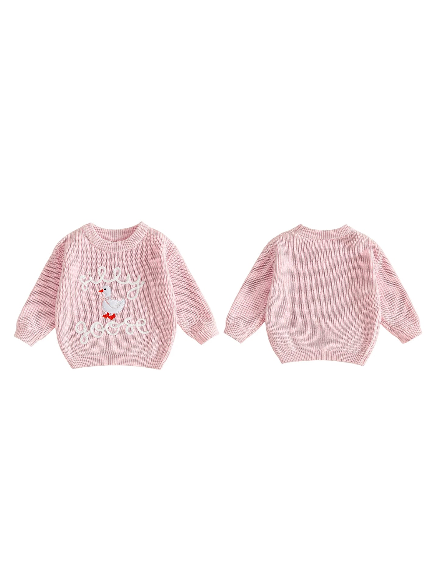 Sweater Embroidery Knit Pullover Knit Pullover Fall Knit Pullover Tops Embroidery Long-Sleeve Baby Baby Girl Fall