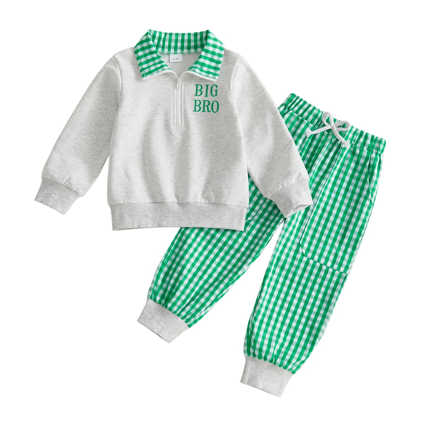 Girls Plaid Long Sleeve Pullover Top And Pants Matching Set